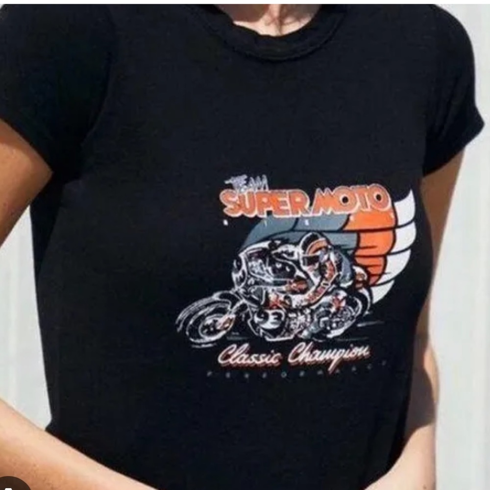 Brandy Melville John Galt cropped Moto tee